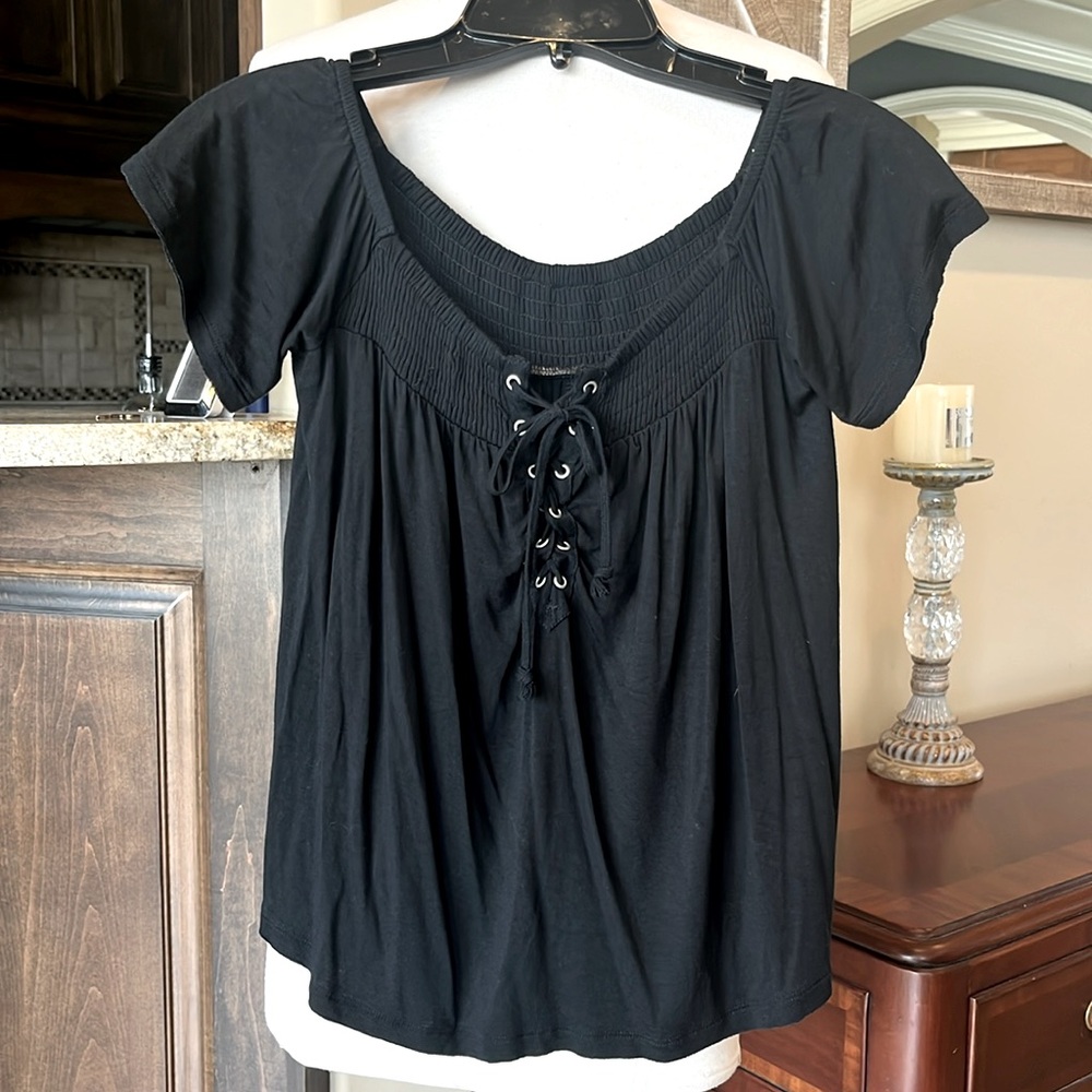 Soft and Sexy Black Peasant Flowy Top